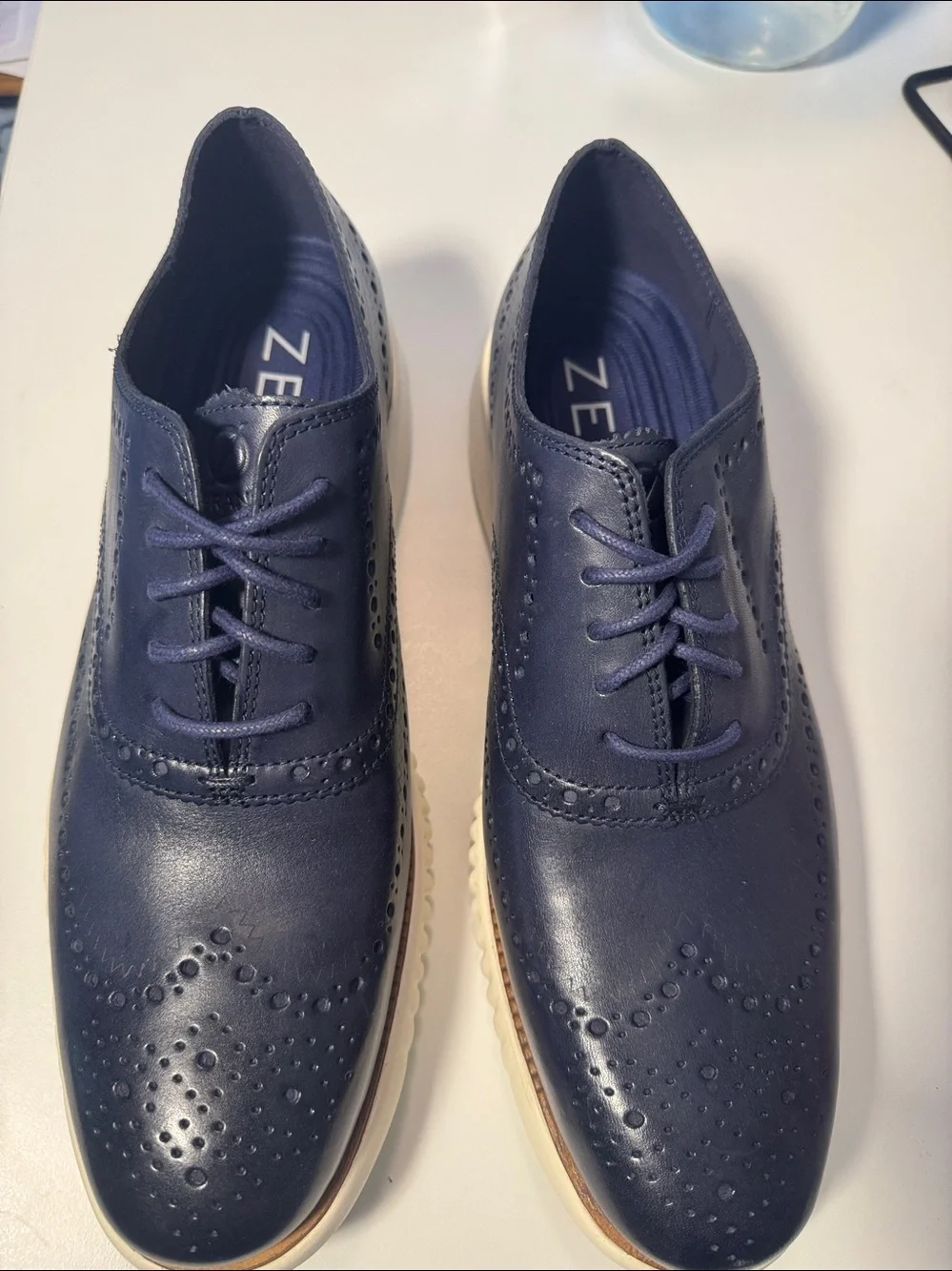 Cole Haan zero grand Wingtip Oxford - 10.5 Navy Men’s Dress Sneaker